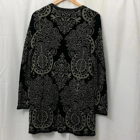 Women’s EasyWear By Chico’s Open Front Cardigan Black&Gold Size 0 (Small-4) EUC - Picture 2 of 6